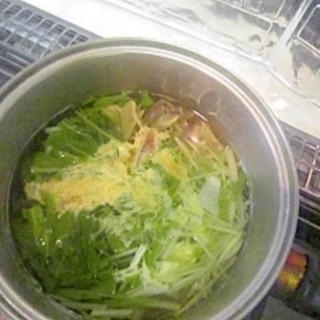 茗荷と水菜卵スープ